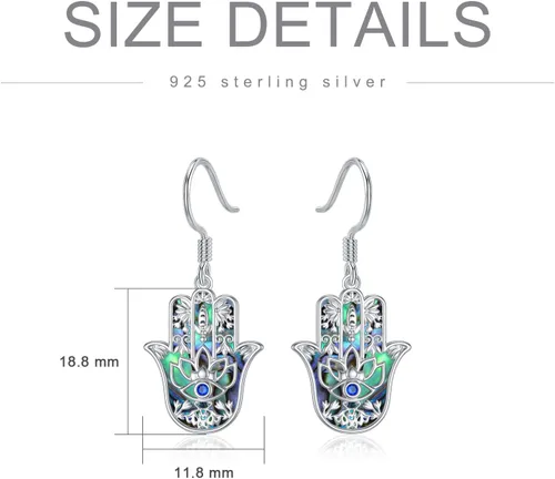 Vista 4 de Christmas Gifts Moonstone Filigree Evil Eye Earrings Sterling Silver Hamsa Evil Eye Jewelry for Women Girls