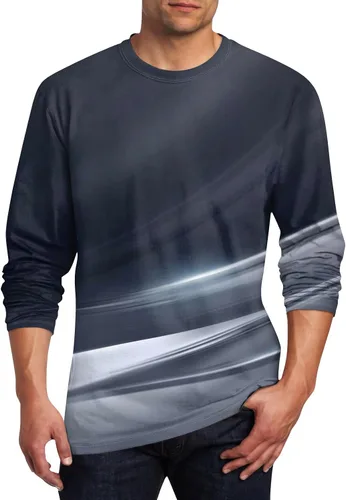 Vista 21 de Camisetas de verano para hombre, de manga larga, cuello redondo, casuales, básicas, atléticas, tallas S-4XL