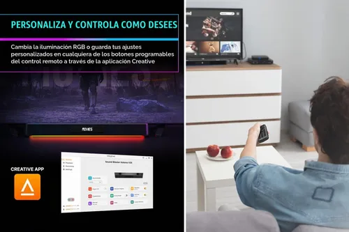Vista 7 de Creative Sound Blaster Katana V2X RGB Barra de sonido para juegos Potencia máxima de 180 W con subwoofer compacto