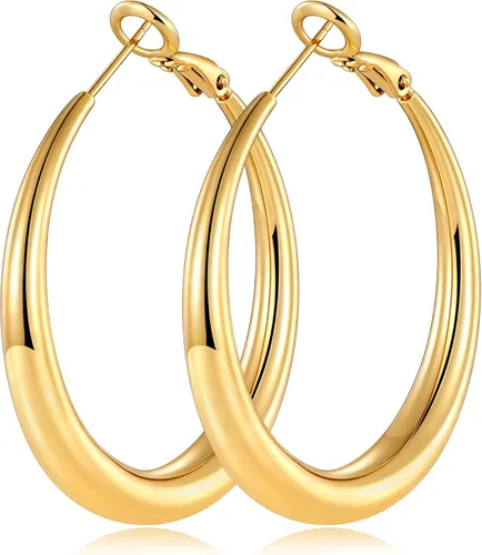 Vista 9 de Pendientes de aro de oro para mujer de moda con poste de plata de Dorado