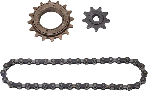 Vista 7 de SUNGOOYUE Kit de rueda libre de acero, rueda libre de 16 dientes, piñón de 9 dientes, juego de cadena de 38 secciones, kit de rueda libre de plato