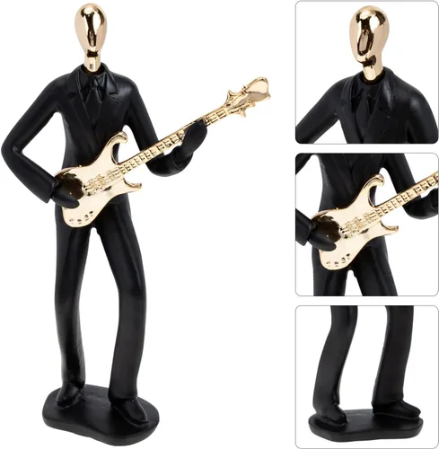 Vista 3 de ARTIBETTER Estatua de músico de guitarra, instrumento musical, guitarra, figura coleccionable, trofeo de música, adorno de escritorio para el hogar
