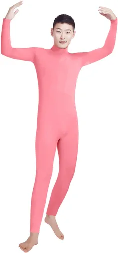 Vista 10 de Shinningstar Zentai Unitard - Body de manga larga con cuello alto y elastano para hombre Verde militar