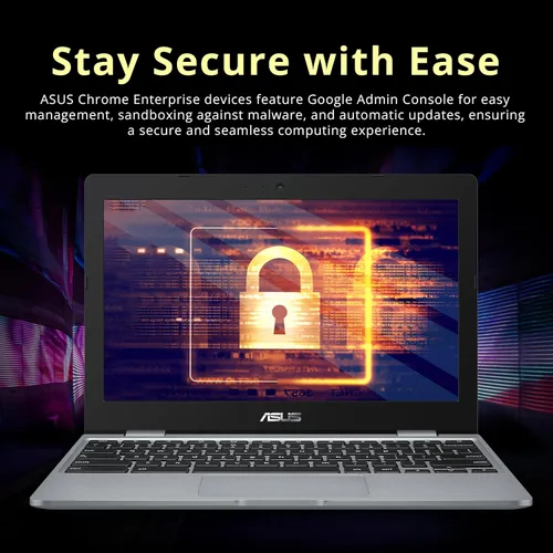 Vista 7 de ASUS Laptop Chromebook C223 HD de 11.6/'', procesador Intel Celeron N3350, 4 GB de RAM, memoria flash eMMC de 32 GB, gráficos Intel HD, cámara web