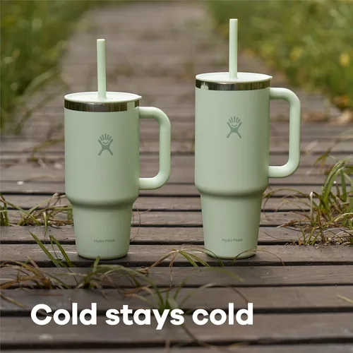Vista 9 de Hydro Flask Vaso de Viaje con Asa, Tapa y Pajita - Acero Inoxidable Aislado en 24 Oz Aloe