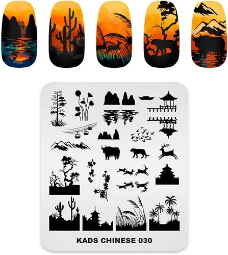 Vista 6 de Placa de estampación de uñas de acero inoxidable Plantilla de placas de uñas de esmalte de uñas estampado de estilo chino Antigüedad Imagen