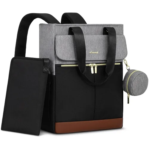 Vista 8 de LOVEVOOK Mochila para pañales con bolsillos aislados, bolsa de bebé para niñas y niños con cambiador, bolsa de pañales grande con funda para Negro