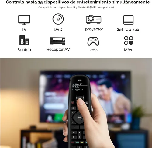 Vista 3 de SofaBaton Control remoto universal U2 con botón retroiluminado y rueda de desplazamiento mejorada, control remoto universal todo en uno con control