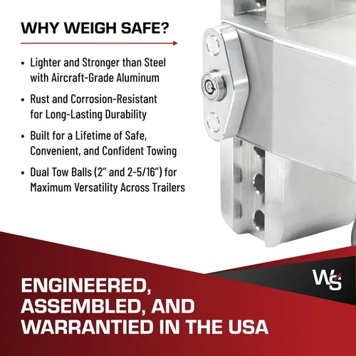 Vista 6 de Weigh Safe Soporte de bola de enganche de remolque ajustable, enganche de caída ajustable de 10 pulgadas para receptor de 3 pulgadas con 4 piezas