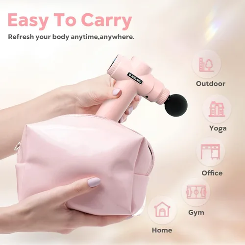 Vista 4 de AERLANG Pistola de masaje mini - rosa, pistola de masaje de tejido profundo muscular, masajeador de percusión portátil, masajeador silencioso