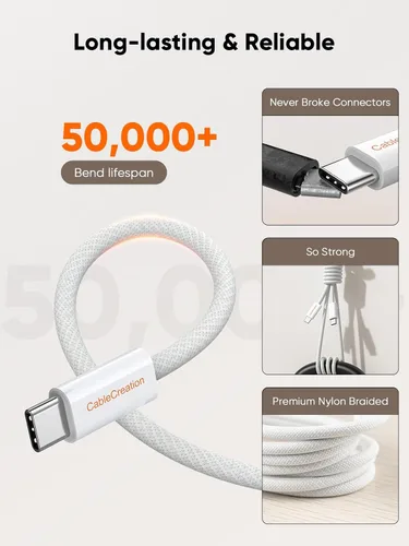 Vista 2 de CableCreation Cable de carga rápida USB C a C 1 metro 60W - Paquete de 3 cables trenzados USB C tipo C para cargar iPhone 16/15 Pro Max Plus, iPad