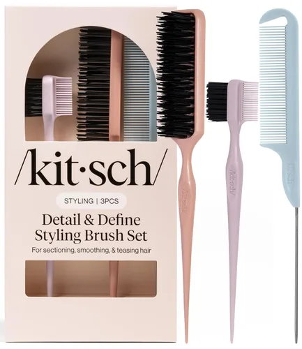 Vista 2 de Kitsch Cepillo de doble cara para mujer, 2 piezas, negro