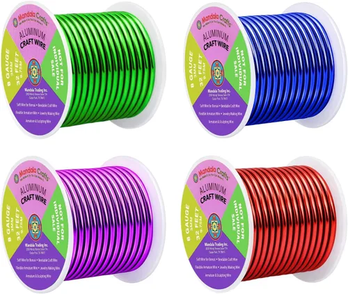 Vista 388 de Mandala Crafts - Alambre de aluminio anodizado de calibre 22 para hacer joyas - 137.2 m de alambre flexible surtido y coloreado - Doble para bonsái