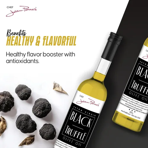 Vista 3 de Chef Jean Pierre's - Aceite de oliva de trufa negra - Infundido naturalmente, botella de vidrio de 7 onzas líquidas - Eleva tus platos con una