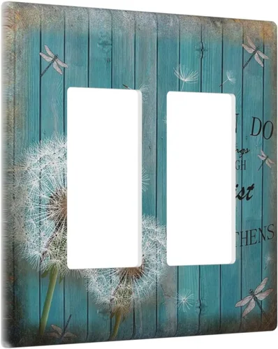 Vista 107 de Cubiertas Decorativas para Placas de Interruptor Diente de León Azul Rústico Citas Inspiradoras Casa de Campo Tablón de Madera Gris 1 Gang Cubierta