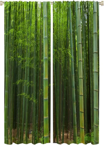 Vista 24 de Cortinas de bambú 3D impresas para exteriores, cortinas de bambú natural japonés zen, sala de estar, cocina, bolsillo para barra, cortinas
