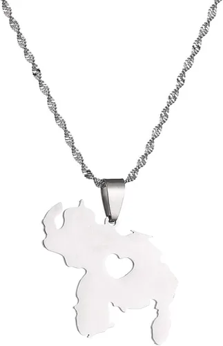 Vista 6 de Collar con colgante de mapa de Venezuela de acero inoxidable para mujeres y niñas, joyería de mapa de Venezuela Oro