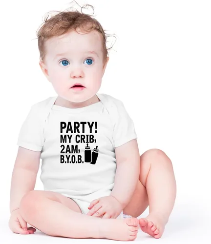 Vista 17 de AW Fashions ¡Party! My Crib, 2 AM, B.Y.O.B. - Body para bebé recién nacido, ropa para bebé niña o niño
