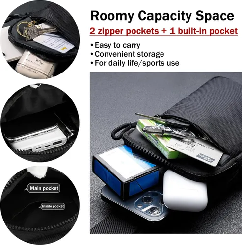 Vista 4 de Mini bolso bandolera para hombres y mujeres, bolso cruzado pequeño, riñoneras, bolso casual para teléfono en el pecho