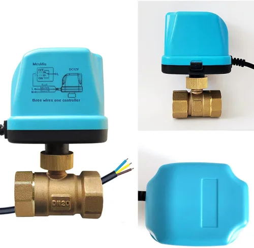 Vista 5 de Válvula de bola motorizada, válvula de bola eléctrica de latón DN20 de 3/4", válvula de agua de 3 cables DC12V/24V con puerto estándar