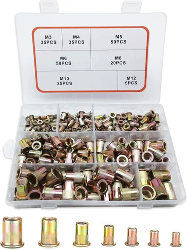 Vista 10 de Kit de herramienta de tuerca de remache FOREVTL, kit de herramienta de remache de 40.6 cm con 13 mandriles métricos y SAE, herramienta manual