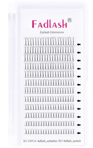 Vista 10 de FADLASH Extensiones de pestañas postizas en abanico con base puntiaguda 10D, extensiones de pestañas postizas de tallo medio, extensiones