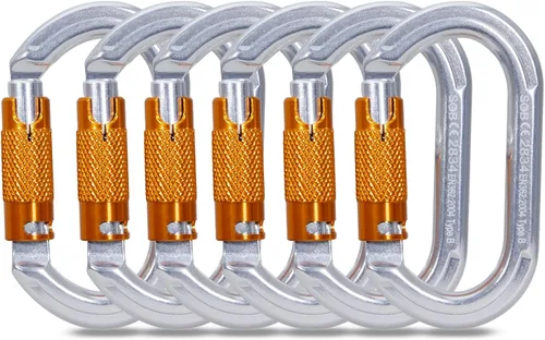 Vista 19 de SOB Clips de mosquetón de escalada con bloqueo automático, conector de mosquetón asimétrico de alta resistencia utilizado para rappel