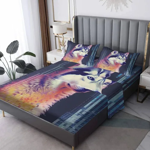 Vista 8 de Labrador Sábanas tamaño individual, sábanas para perro, sábanas y fundas de almohada estampadas de 3 piezas, sábana bajera ajustable de microfibra
