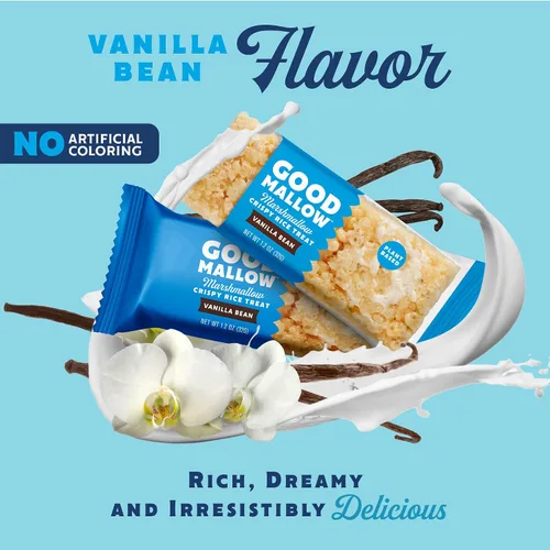 Vista 4 de GoodMallow Treats Veganos de Arroz Crujiente Envueltos Individualmente Caja de 24, Aperitivos Veganos Kosher, Aperitivos Sin Gluten Sin Lácteos