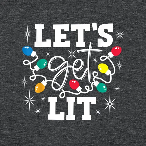 Vista 3 de Let's Get Lit - Camiseta de manga corta con luces de Navidad para mujer, con bonito gráfico
