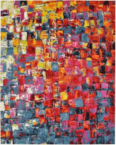 Vista 14 de Unique Loom colección Lyon - Alfombra abstracta y moderna, Polipropileno, Multi/Verde