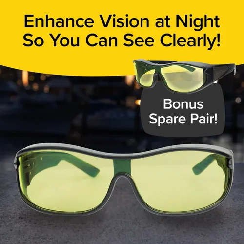 Vista 6 de BattleVision Lentes de conducción nocturna que envuelven la visión nocturna, AS-SEEN-ON-TV, se adaptan a tus lentes graduados y lectura, ver más