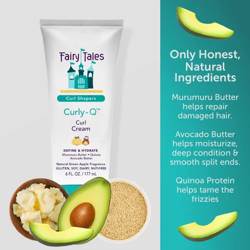 Vista 5 de Fairy Tales Curly Q Kids Curl Cream – Crema para rizos ligeros para niños con cabello rizado y ondulado - Libre de parabenos, sulfatos, gluten