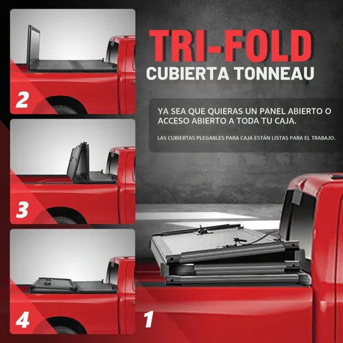Vista 4 de DNA MOTORING TTC-HARD-054 - Cubierta rígida de tres pliegues para plataforma de camioneta, negro