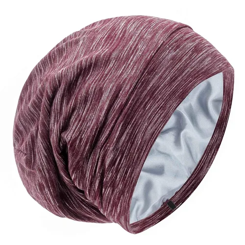 Vista 14 de Gorro de Dormir con Forro de Satén de Seda - Ajustable que se Mantiene Toda la Noche, Cobertura Envolvente para el Cabello, Gorro Holgado
