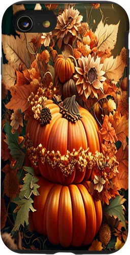 Vista 18 de iPhone 16 Vintage hojas caídas otoño calabaza especia feliz otoño caso