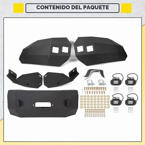 Vista 4 de KUAFU Parachoques delantero compatible con Ford F150 2004-2008 con luces LED, anillos en D, placa de cabrestante de 3 piezas, montaje de parachoques