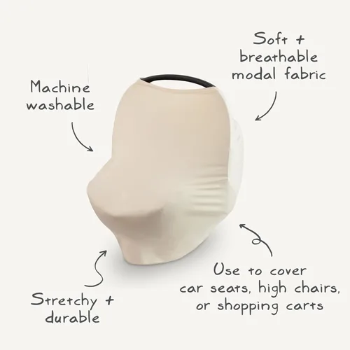 Vista 2 de mushie Funda para asiento de automóvil para bebé, transpirable y elástica, funda multiusos para lactancia, lactancia, silla alta, carrito de Rubor
