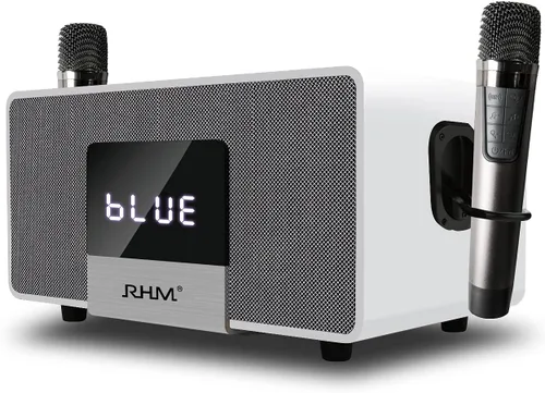 Vista 11 de Máquina de Karaoke RHM K222, Conexión a TV vía Óptica o Bluetooth, con Sonido Potente, Bajos Profundos, 2 Micrófonos Inalámbricos UHF y 5 Modos