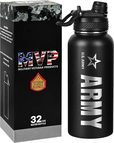 Vista 16 de Military Gift Shop Botella de agua aislada de acero inoxidable de la Fuerza Aérea de 32 onzas con logotipo grabado de la USAF – Regalos de la Fuerza