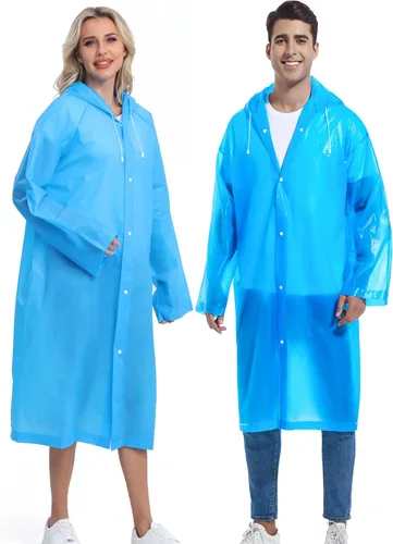 Vista 134 de 2 abrigos de lluvia de Borogo para adultos, chaquetas de lluvia reutilizables para hombres y mujeres