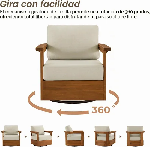 Vista 4 de CHITA Juego de 3 piezas para patio bistró, juego de muebles de exterior