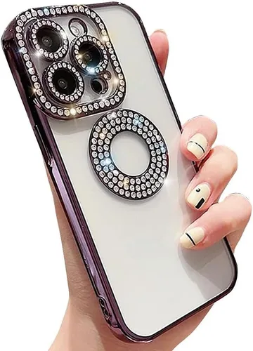 Vista 7 de Casechics - Funda compatible con iPhone 11, Diamend Rhinostone, color negro