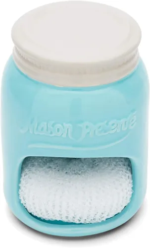 Vista 9 de Fox Run Tarro de sal estilo vintage, cerámica azul con tapa blanca, capacidad de 1 taza