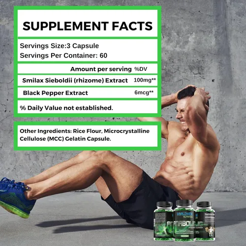 Vista 2 de Worldwide Nutrition Acelerador anabólico - Suplemento diario para hombres - 180 cápsulas - Apoya la energía, la recuperación del entrenamiento
