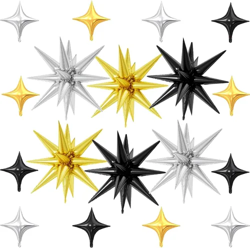 Vista 14 de 18 globos de estrella rosa, globo rosa bebé con 6 globos de estrella en explosión de 22 pulgadas, 12 globos de aluminio de cuatro estrellas