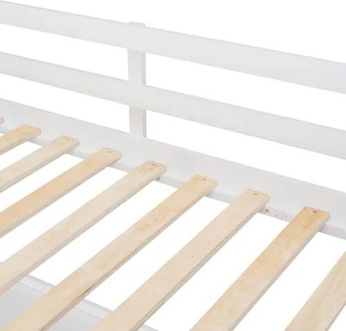 Vista 9 de Merax Cama tipo loft de tamaño individual con escritorio integrado, 3 cajones de almacenamiento y estantes ajustables, cama de plataforma de madera