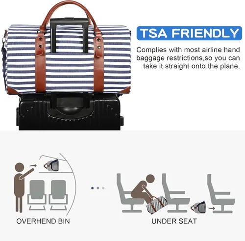 Vista 6 de Oflamn Bolsa de fin de semana para mujer, bolsa de lona para la noche, bolsa de viaje grande, bolsa de viaje con compartimento para zapatos, juego