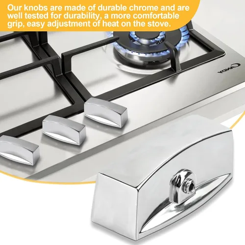 Vista 7 de Pomo de válvula de rango compatible con horno/estufa/estufa de gas, perilla cromada para válvula de control en forma de D, reemplazos de perilla