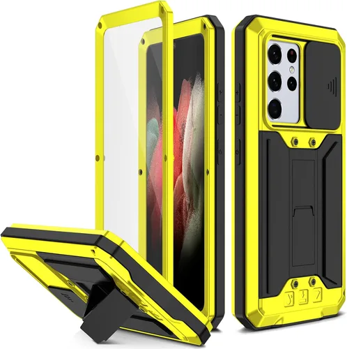 Vista 10 de Funda de metal para Samsung Galaxy S21/S21 Plus/S21 Ultra, [grado militar a prueba de golpes] [protector de pantalla integrado] Funda protectora